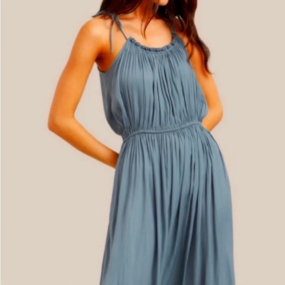 Modern Citizen Blue Gray Maxi Dress with Tie Straps - Picture 4 of 14